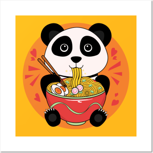 Cute baby panda eating ramen, adorable animals, wildlife, wild animals, baby panda bear Posters and Art